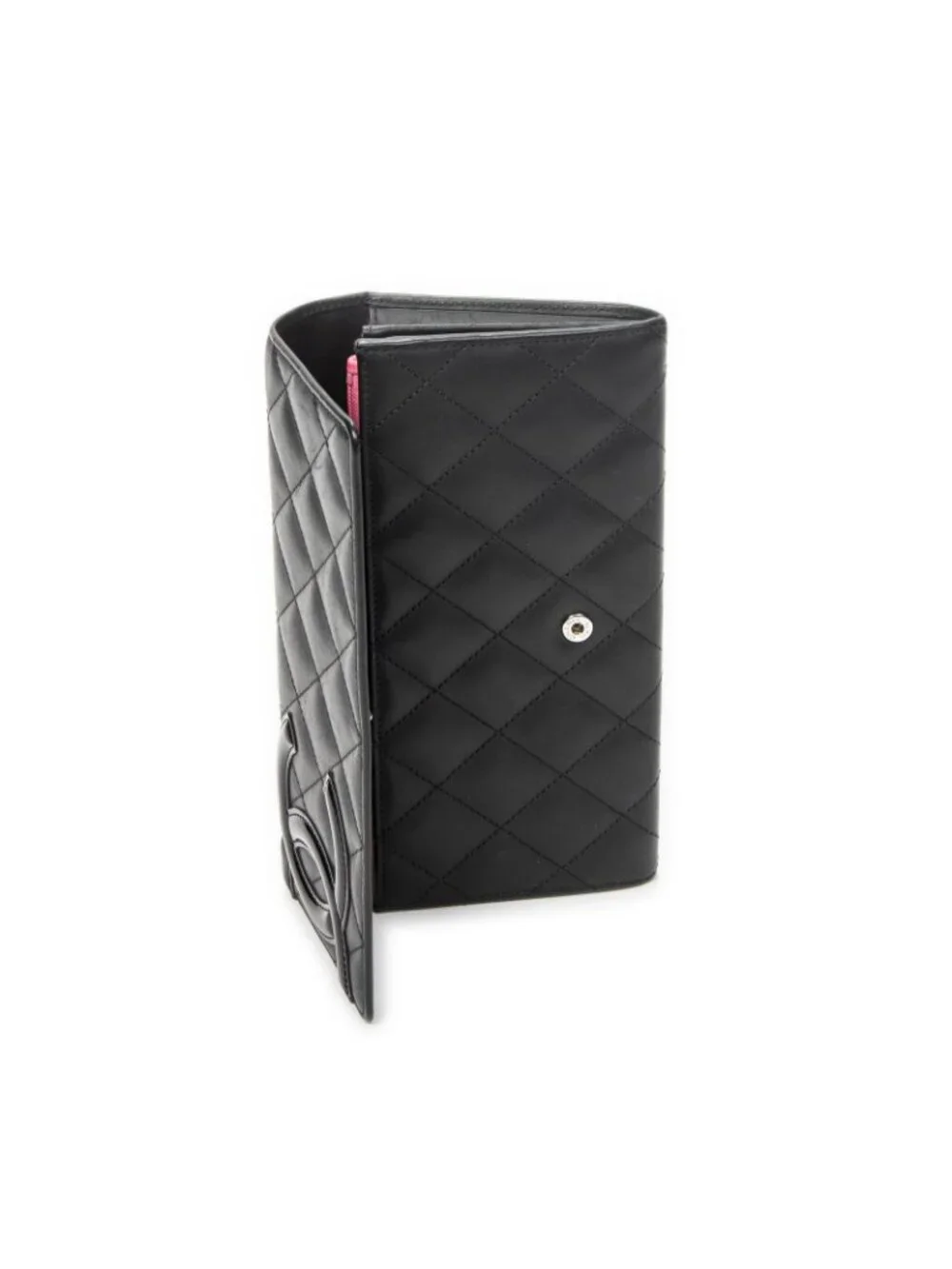 Chanel Cambon Ligne Continental Wallet Black Quilted Lambskin Leather